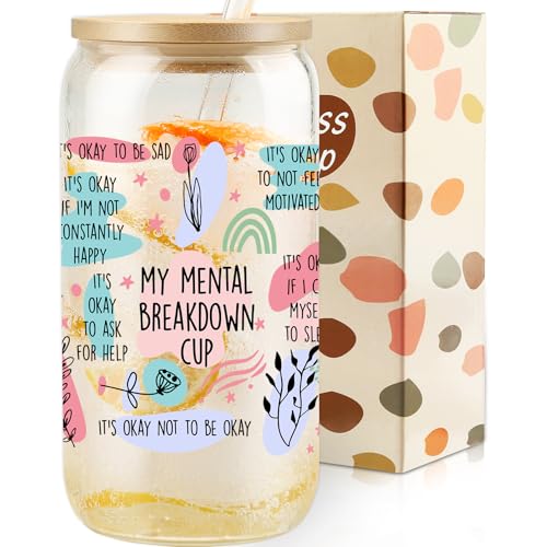 Cherry Bow Cup, Birthday Gifts for Women, Girly Gifts for Her, Sister, Mom, Colleague - 16 OZ Glass Tumbler with Straw & Lid, Coquette Iced Cup