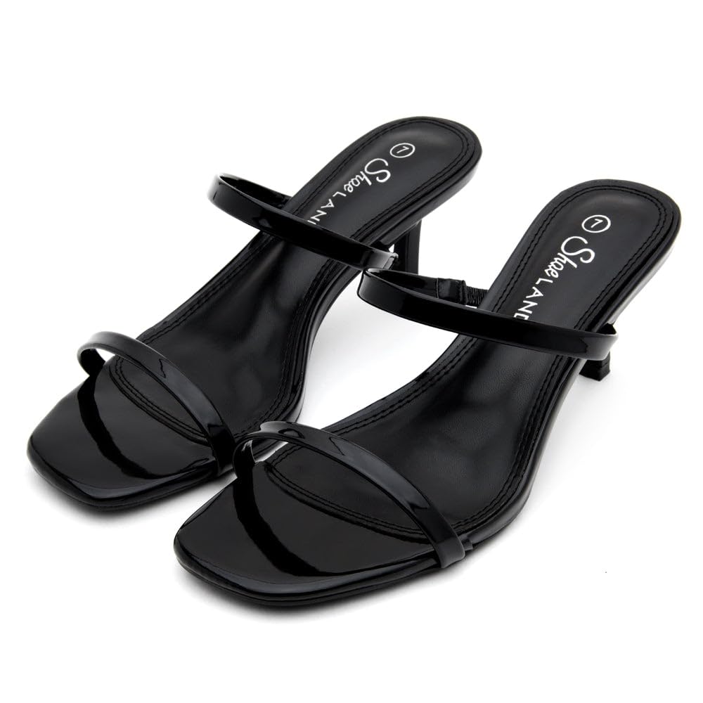 Women's Low Heels | Kitten Heel Sandals for Women | Open Toe Slip-On Slides | Two-Strap Heeled Mules