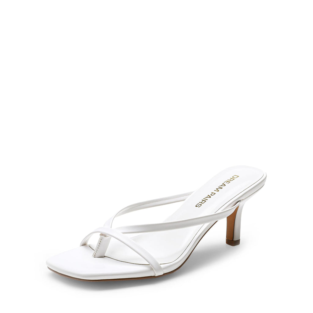 Women Sexy Kitten Low Heels Open Square Toe Thong Heeled Sandals