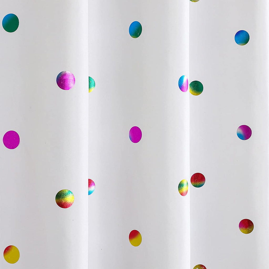 Fabric Shower Curtains with 12 Hooks for Bathroom Metallic Polka Dot Curtains Waterproof Shower Curtains with Grommet for Washable Shower Curtain Sets