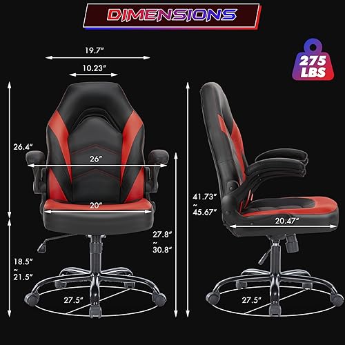 Ergonomic Office Executive Adjustable Swivel Task PU Leather Racing Chair with Flip-up Armrest
