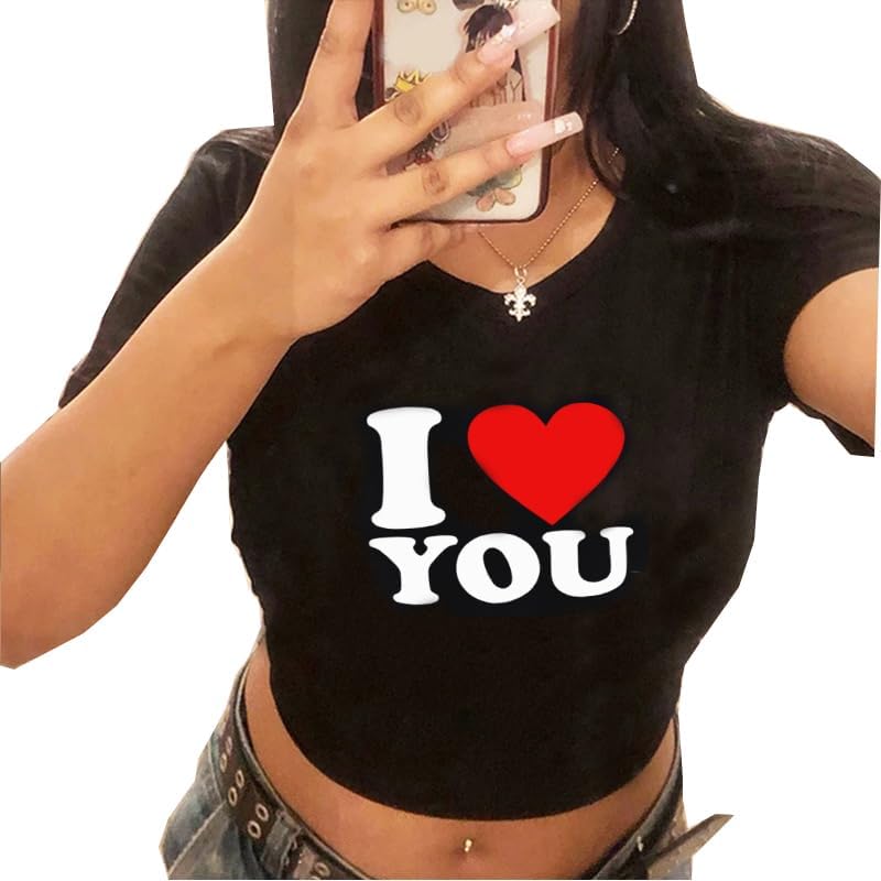 Girls Baby Tees Y2k Funny Graphic Short Sleeve Y2K Short Sleeve Graphic Crop Tops