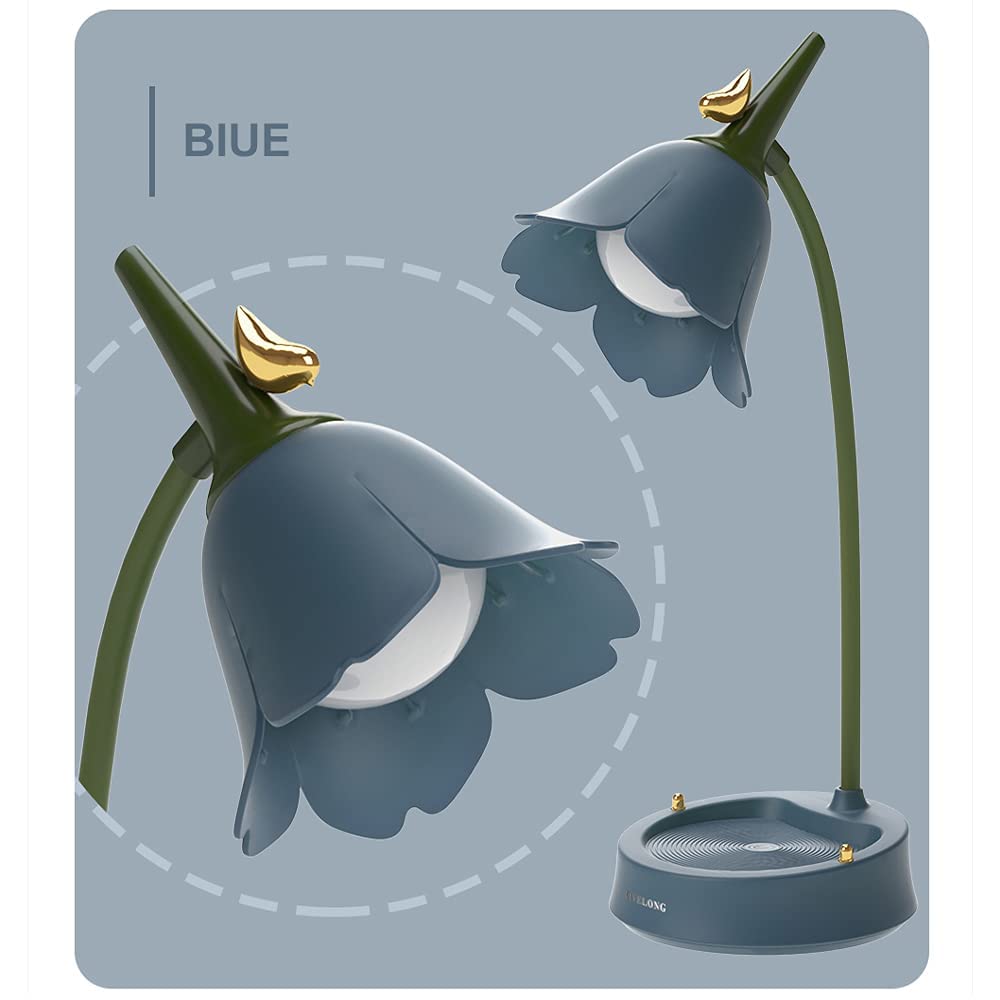 Flower LED Desk Lamp Cordless Table Light Adjustable Gooseneck Dimmable Touch Rechargeable Battery Student Bedroom Room Lighting Table Light House Decor