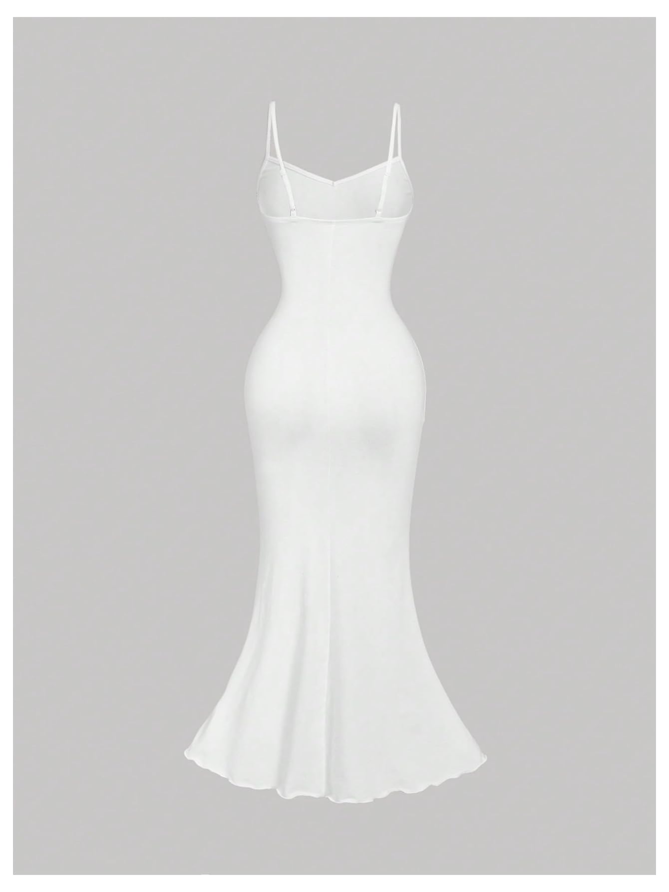 Women's Summer Rose Cami Midi Floral Appliques V Neck Spaghetti Strap Bodycon Dress