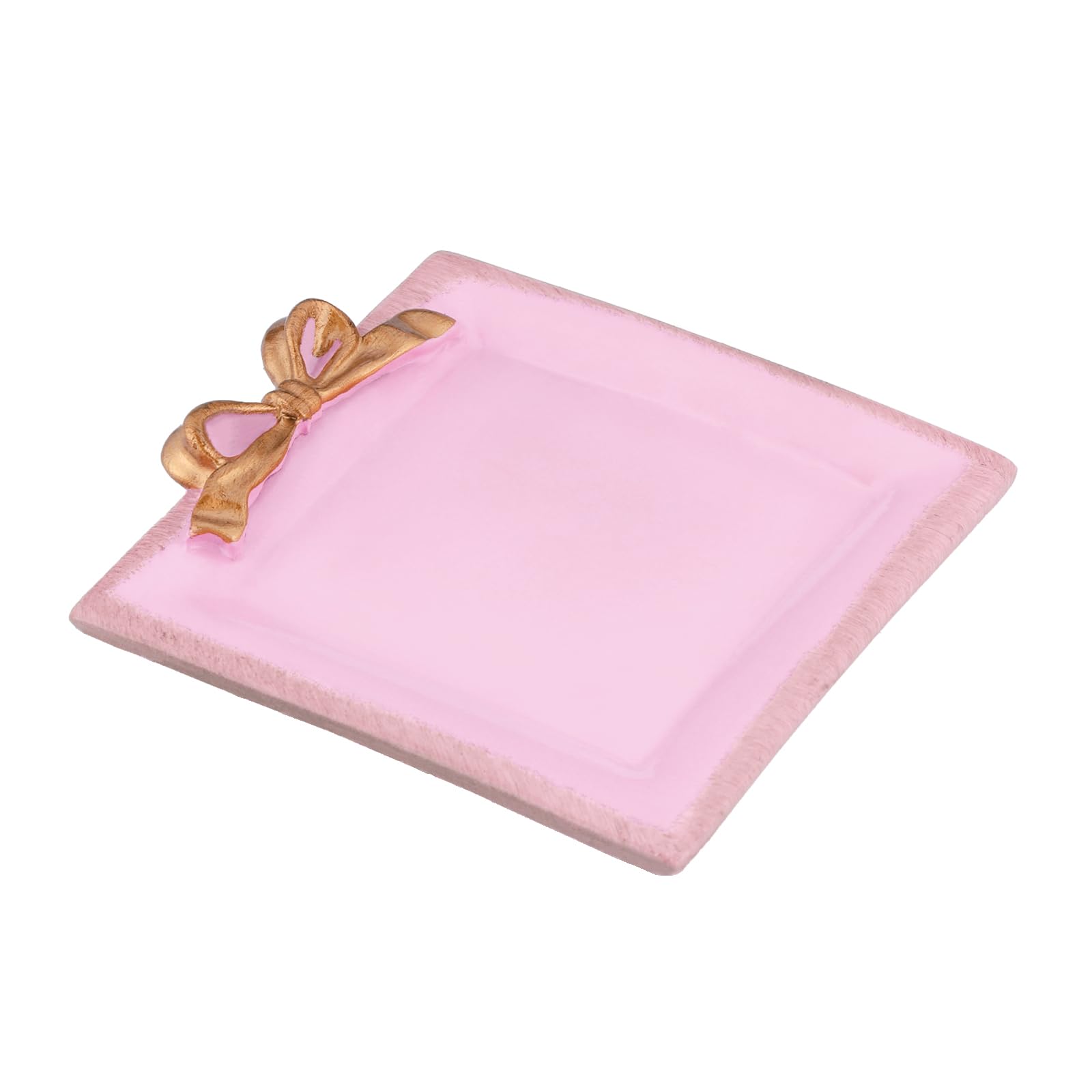 Vintage Bow-Knot Trinket Dish for Bedroom Vintage Square Vanity Tray for Dresser Purple Jewelry Dish Tray for Rings Bracelets Earrings