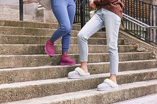 Women's Fireside Melton Genuine Shearling Shearling Platform Slippers Scuff