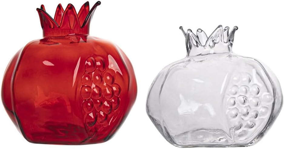 Pomegranate Shaped Glass Vase Handmade Fruit Shaped Flower Vase Mini Transparent Pomegranate Glass Vase Flower Bottle for Flowers Arrangement