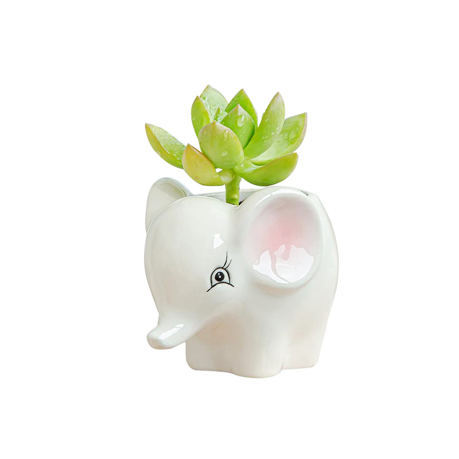Cute Animal Ceramics Planter Small Succulent Pot Cartoon Shaped Plant Pot for Mini Plants Flower Cactus, Smooth Shiny Ceramic - Plants Not Included