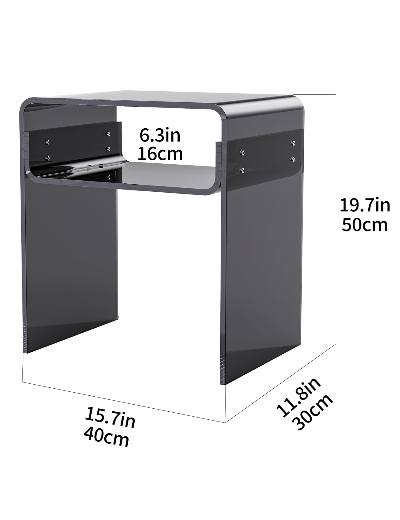 Clear Acrylic End Table 2-Tier Bedside nightstand
