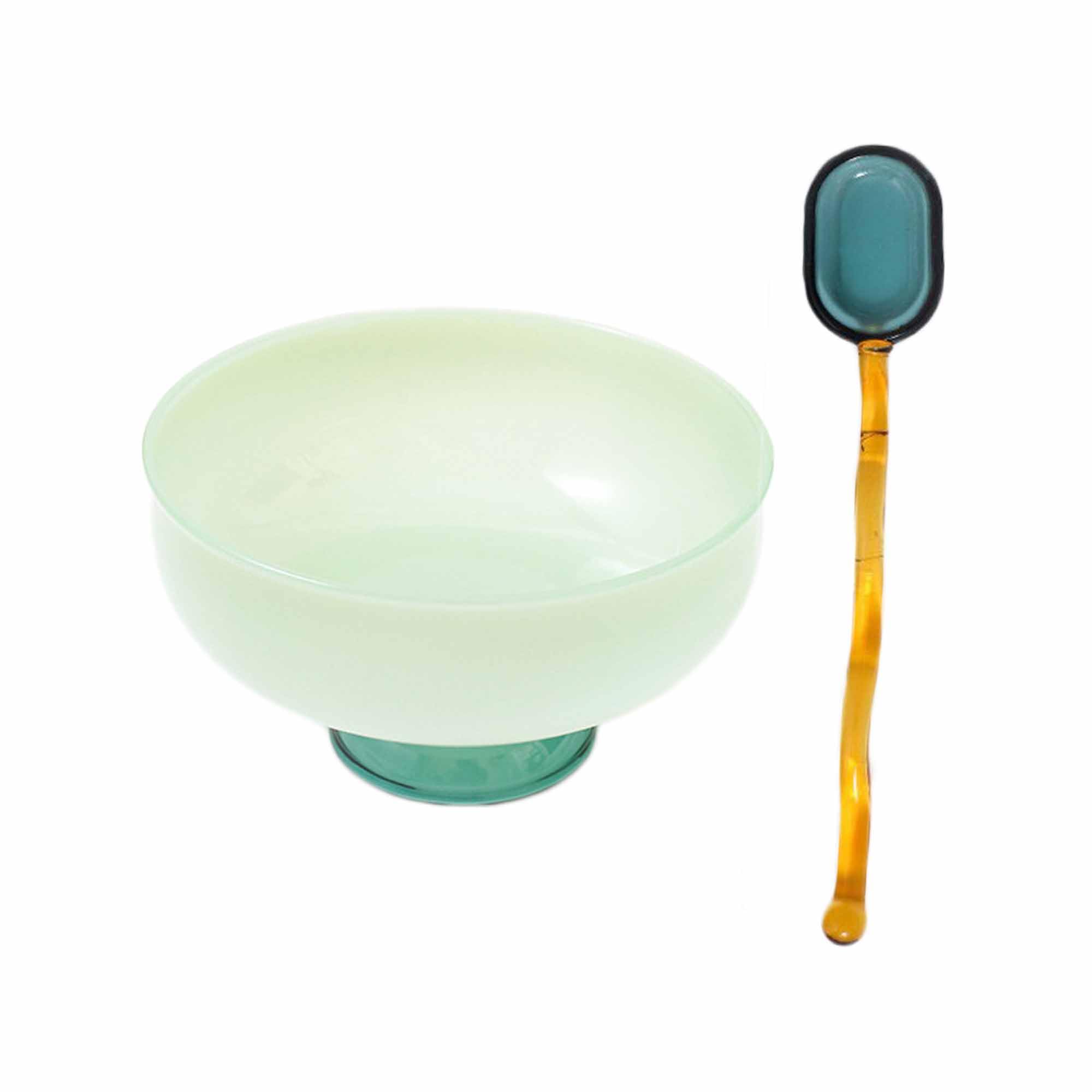 Glass Dessert Bowls with Candy Color Stirring Spoons