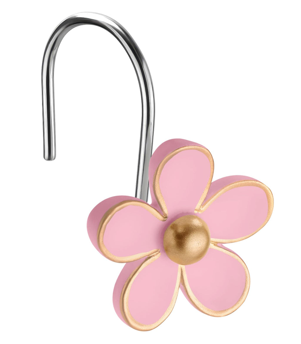 Cute Flower Shower Curtain Hooks, Pretty Floral Themed Elegant Bathroom Decor