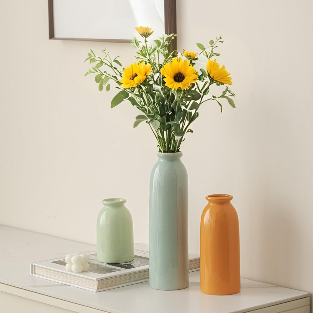 Tall Decorative Ceramic Vase Set, 3 Pieces