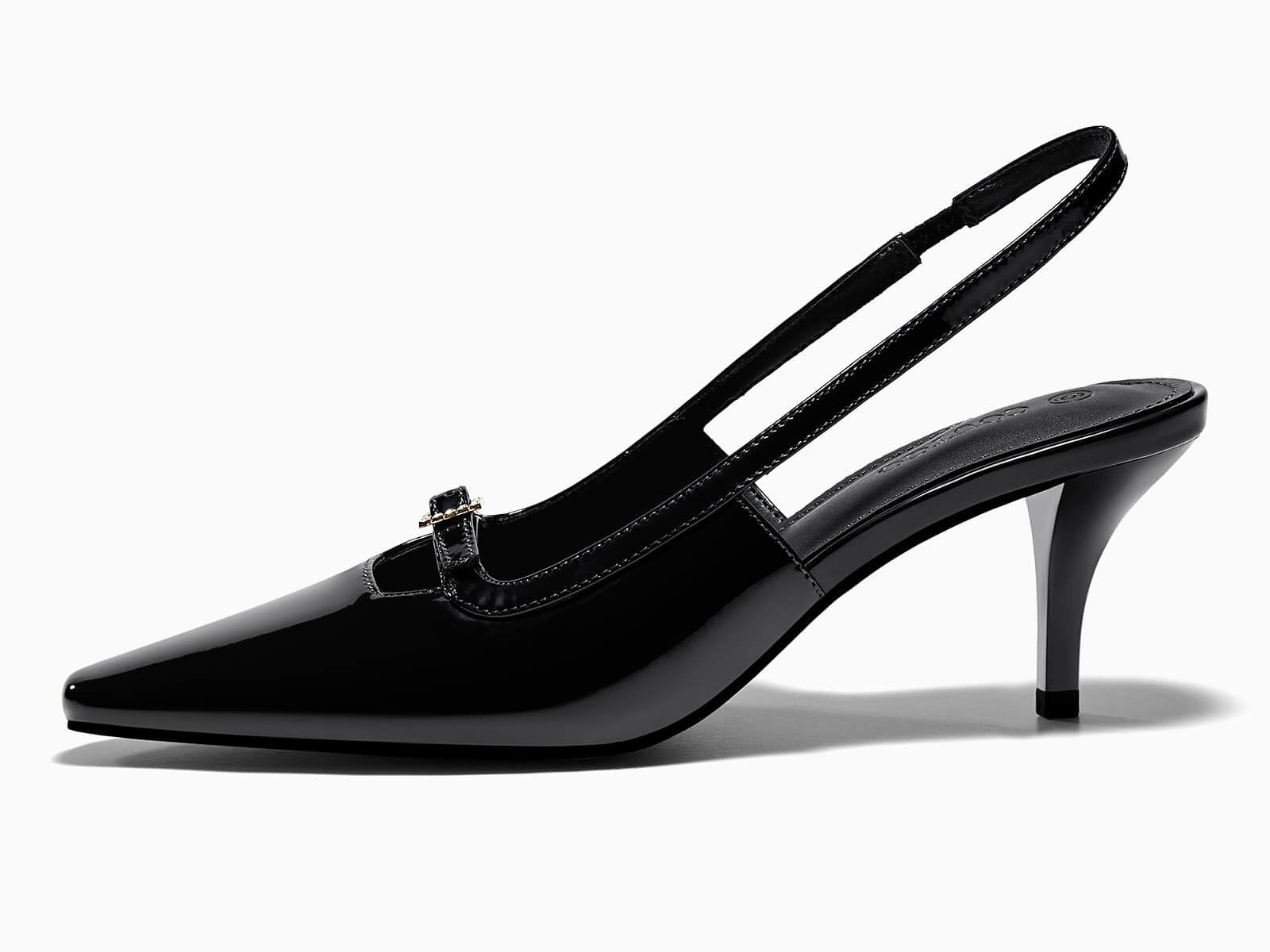 Womens Kitten Heels Slingback Dress Shoes Buckle Office Work Pumps Shoes