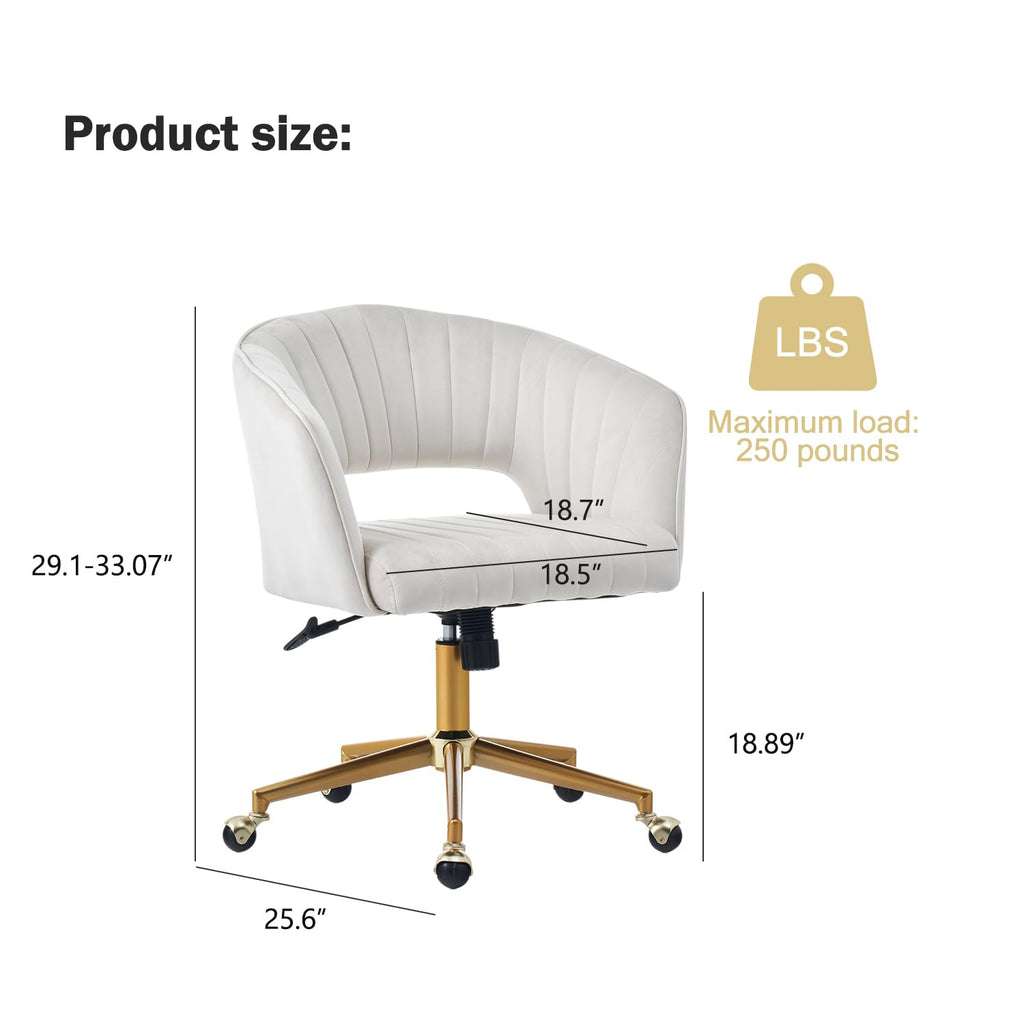 Vanity Velvet Chair, Upholstered Chairs with Adjustable Swivel Wheels