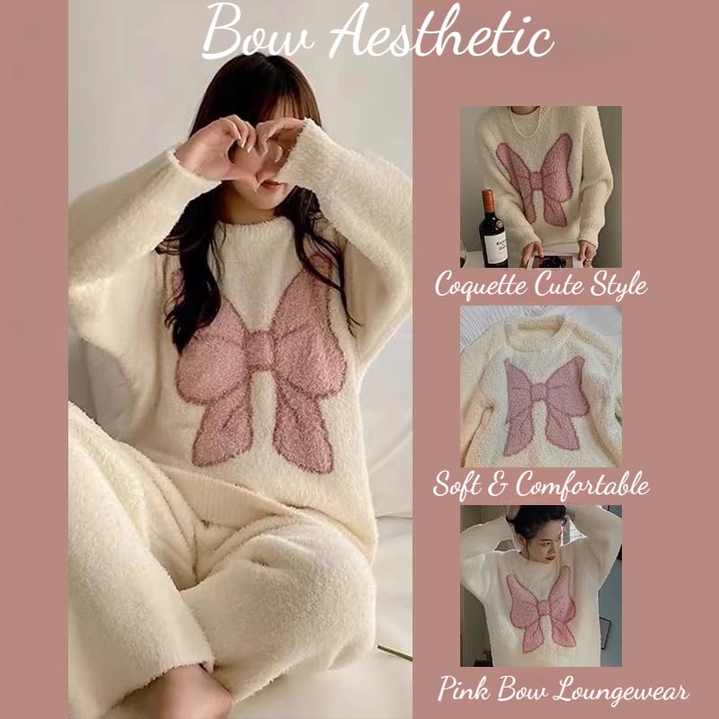 Women Kawaii Loungewear Sleepwear Fuzzy Sets