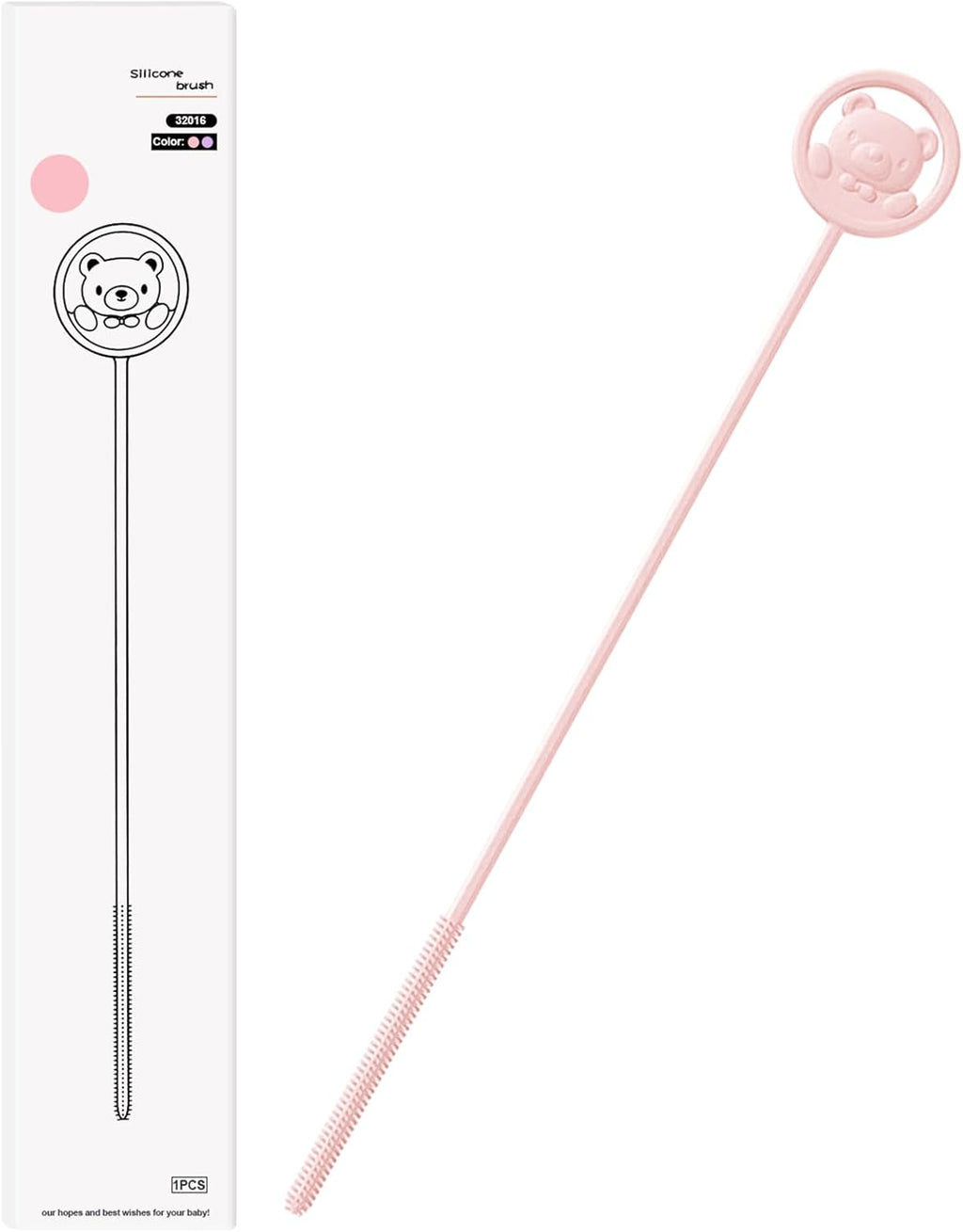 Silicone Straw Brush, Reusable Straw Cleaner Brush, 9.3inch Extra Long Silicone Fully Encased Dish Brush