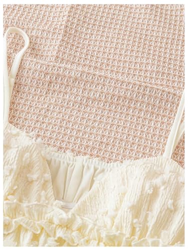 MakeMeChic Women's V Neck Spaghetti Strap Camisole Sleeveless Ruffle Hem Y2K Tank Tops