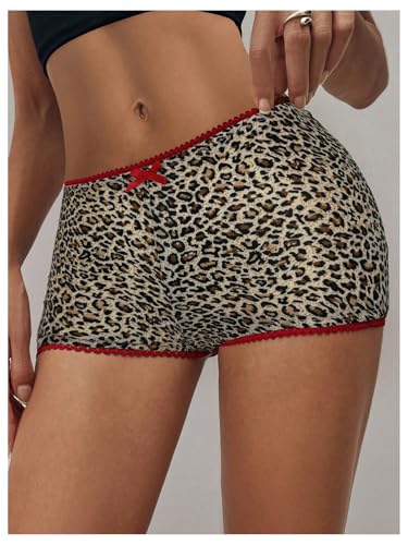 Women's Y2k Low Waist Biker Shorts Leopard Print Lace Trim Track Shorts
