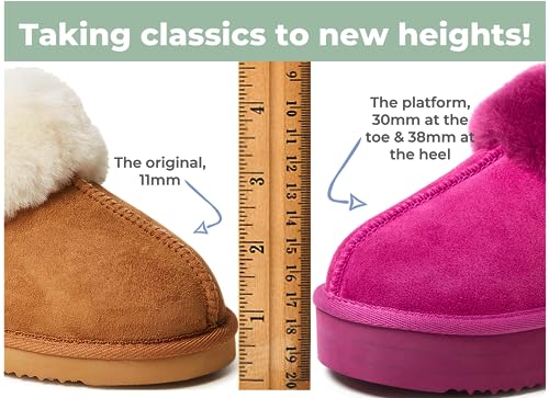 Women's Fireside Melton Genuine Shearling Shearling Platform Slippers Scuff