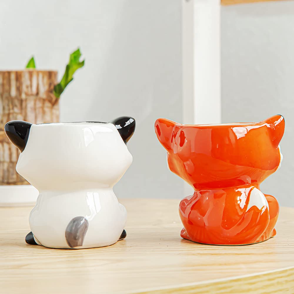 Cute Animal Ceramics Planter Small Succulent Pot Cartoon Shaped Plant Pot for Mini Plants Flower Cactus, Smooth Shiny Ceramic - Plants Not Included