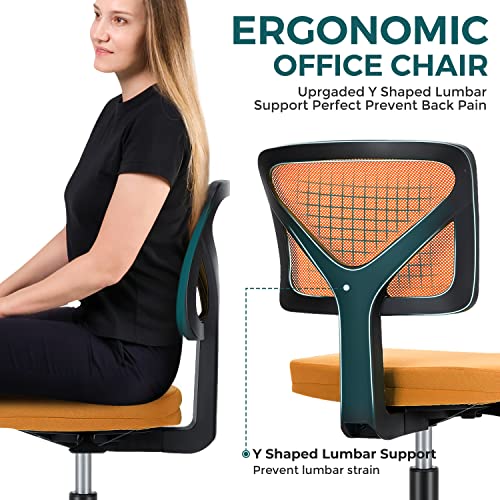 Vanity Swivel Armless Desk Chairs with Wheels, Ergonomic Adjustable Home Office Rolling Task Chair, Comfy Mesh Mid Back
