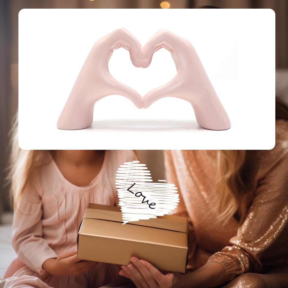 Pink Heart Hand Sculpture â€?Cute Finger Heart Statue for Girl's Bedroom Decor & Gift