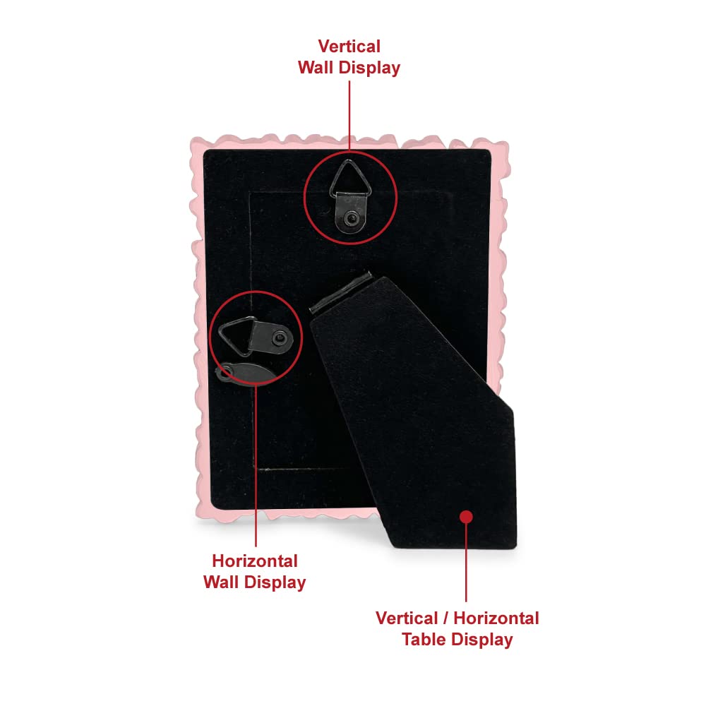 Flower Textured Hand-Crafted Resin Picture Frame w/Easel & Hook for Tabletop & Wall Display, Decorative Floral Design Home D cor, Photo Gallery, Art