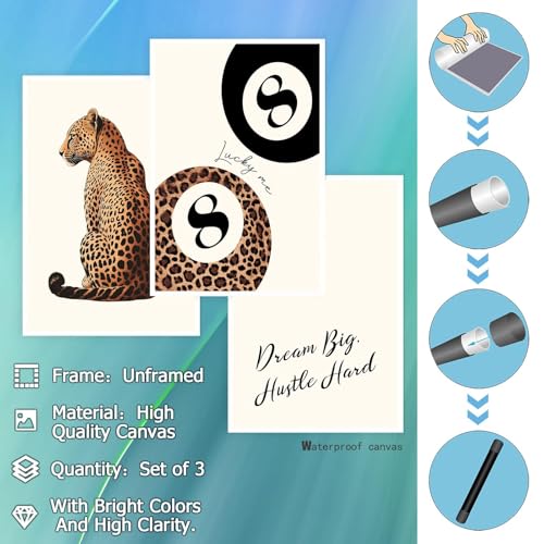 Pink Set of 3 Leopard Wall Art Prints Trendy Girly Cheetah Print Poster for Home Decor 16X24 in Unframed