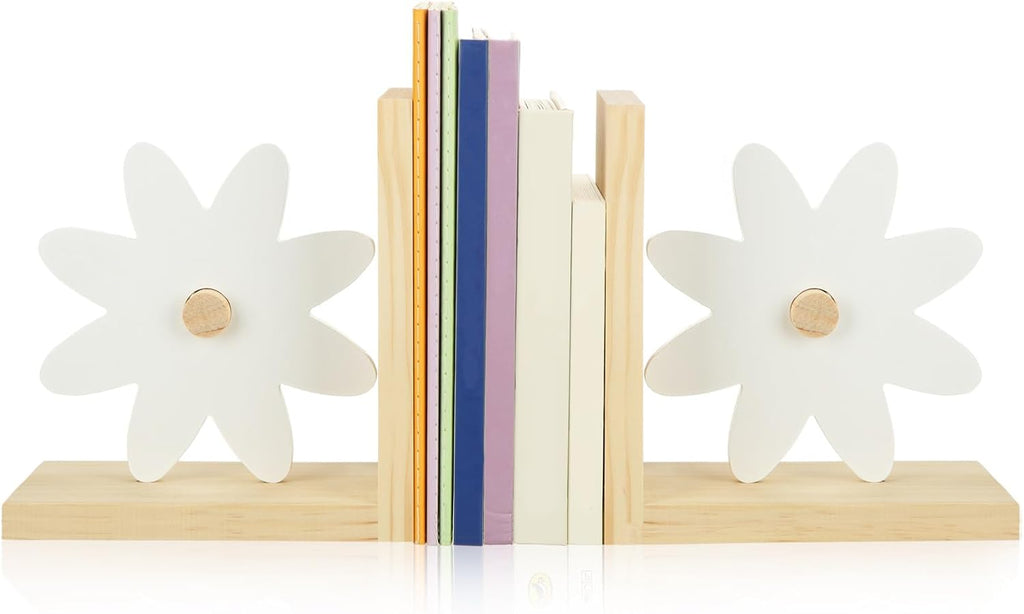 Daisy Wooden Bookends 2 Pcs