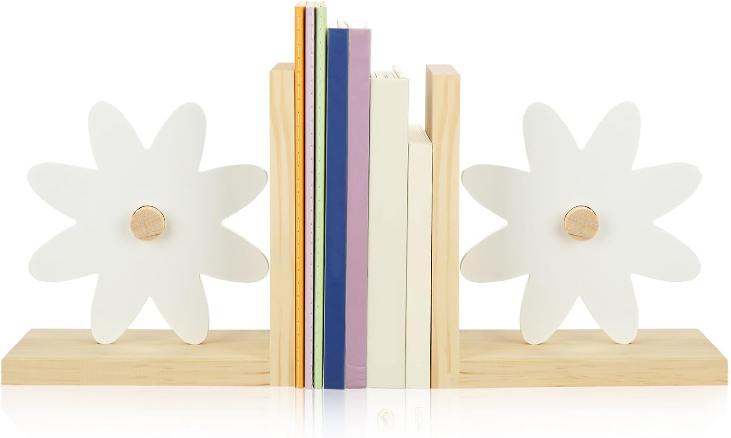 Daisy Wooden Bookends 2 Pcs