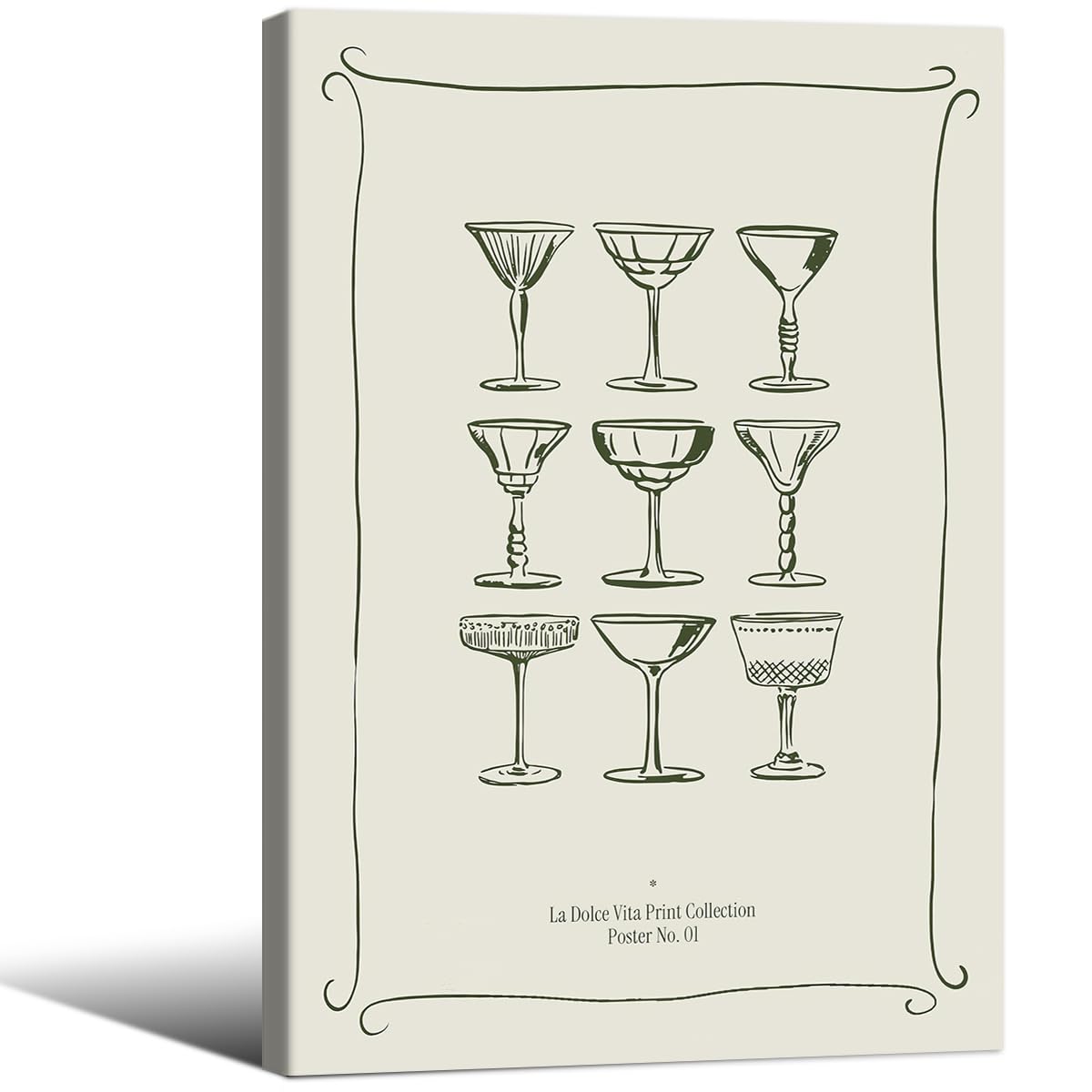 Cocktail Poster Alcohol Drink Wall Art Preppy Bar Cart Canvas Prints for Funky Bar Kitchen Wall Decor