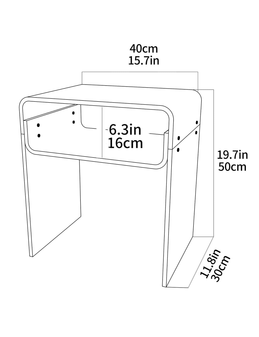 Clear Acrylic End Table 2-Tier Bedside nightstand