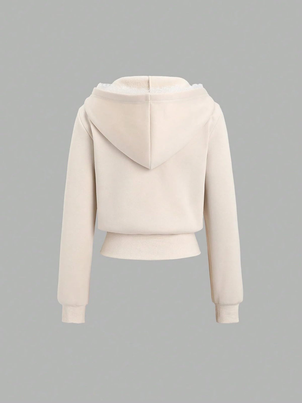 Women's Lace Patchwork Bow Zip-Up Crop Hoodie â€?Y2K Coquette Fleece Casual Hooded Sweatshirt