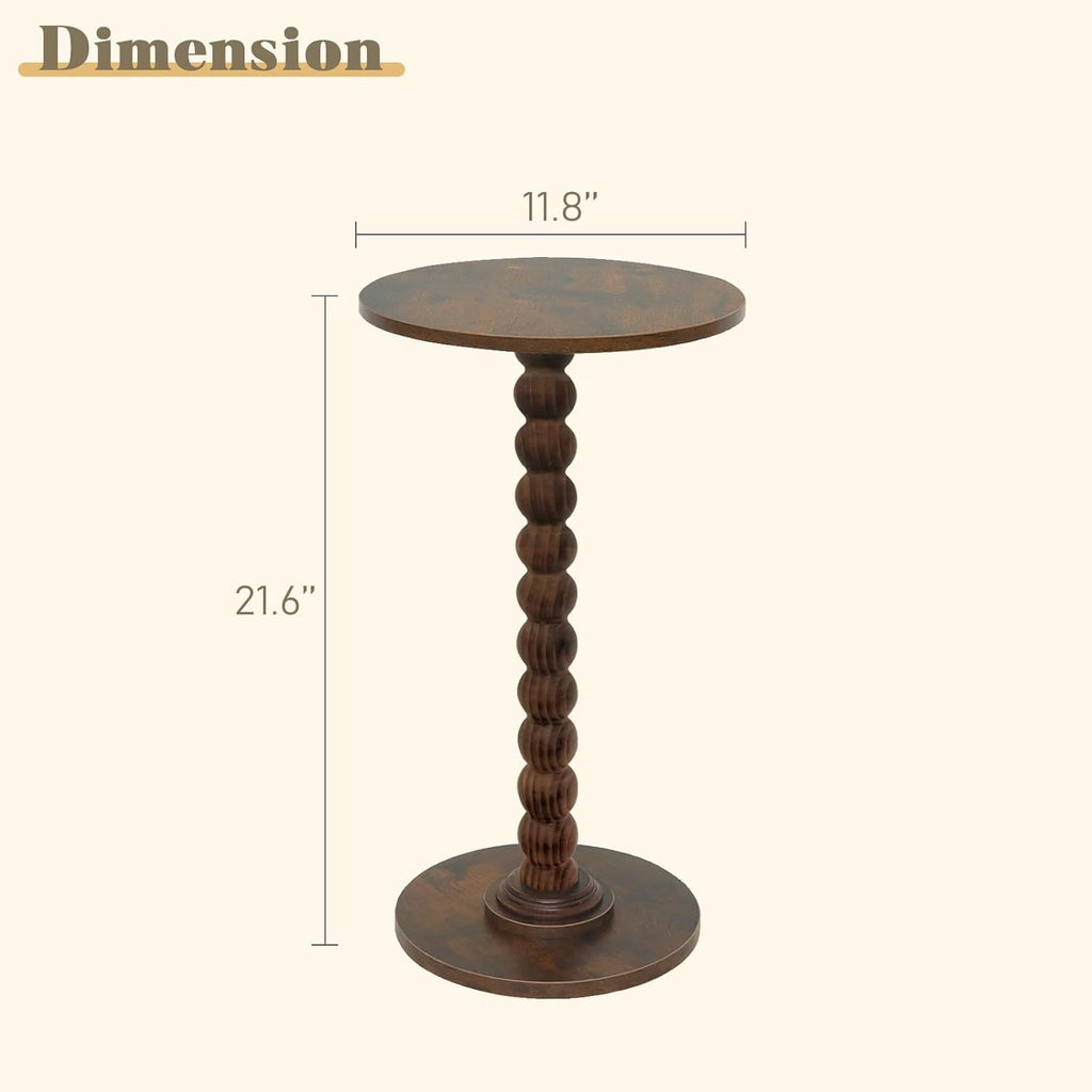 Round Side Table, Small Drink Table for Small Spaces, Modern Accent End Table Nightstand with Solid Wood Leg for Living Room, Bedroom, Corners, and Office