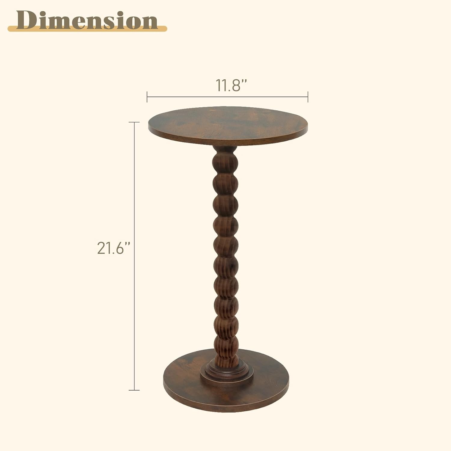 Round Side Table, Small Drink Table for Small Spaces, Modern Accent End Table Nightstand with Solid Wood Leg for Living Room, Bedroom, Corners, and Office