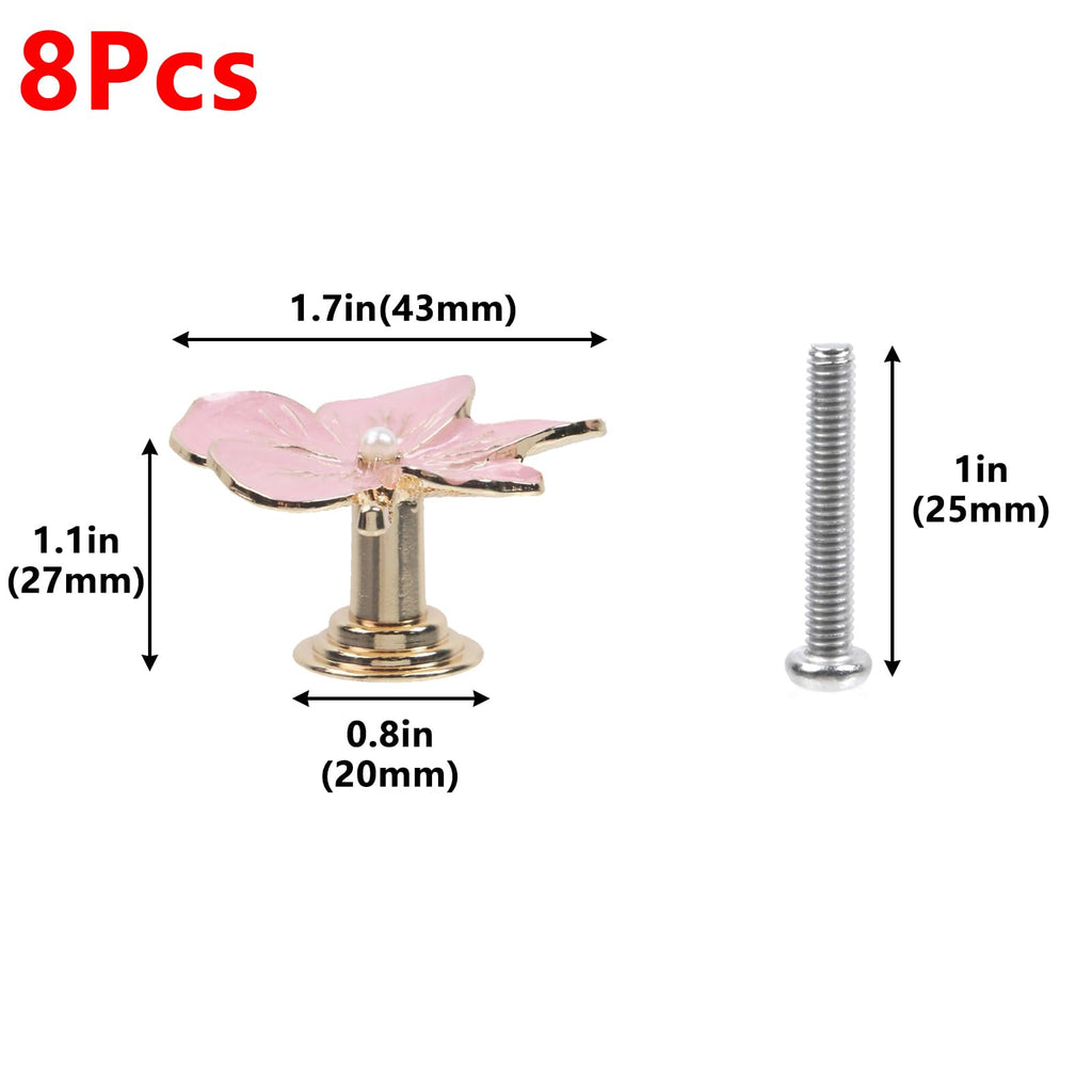 Flower Metal Knobs for Drawer, Dresser, Mounting Screws, 4 PCS 1.7inch