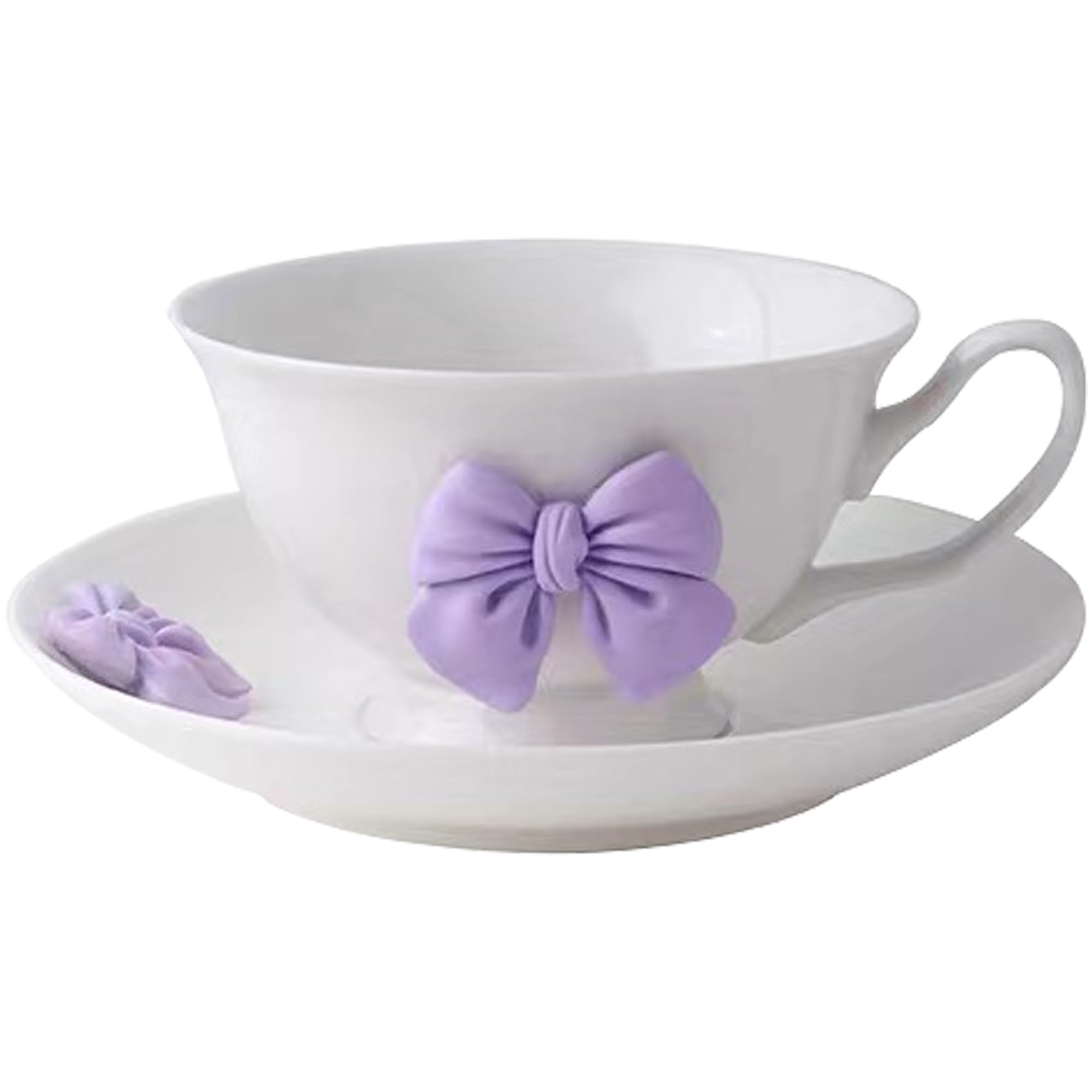 Coquette Bow Coffee Mug Personalized Set with Saucer Mug Porcelain Coffee Tea Cup 12oz