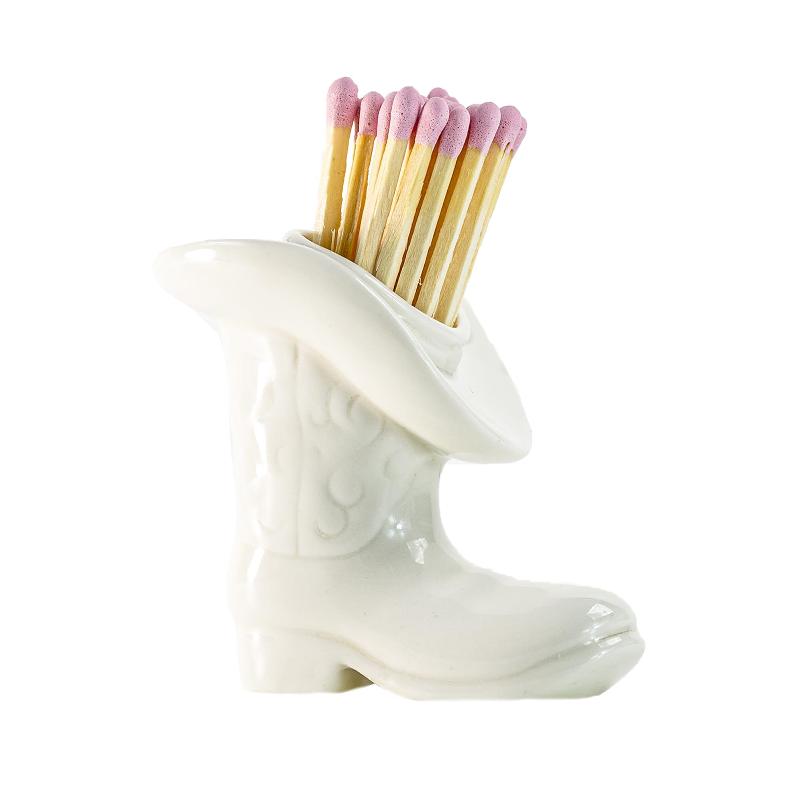 Cowgirl Boot Match Holder With Striker - Ceramic Cowgirl Boots Coastal Western Home Decor Aesthetic