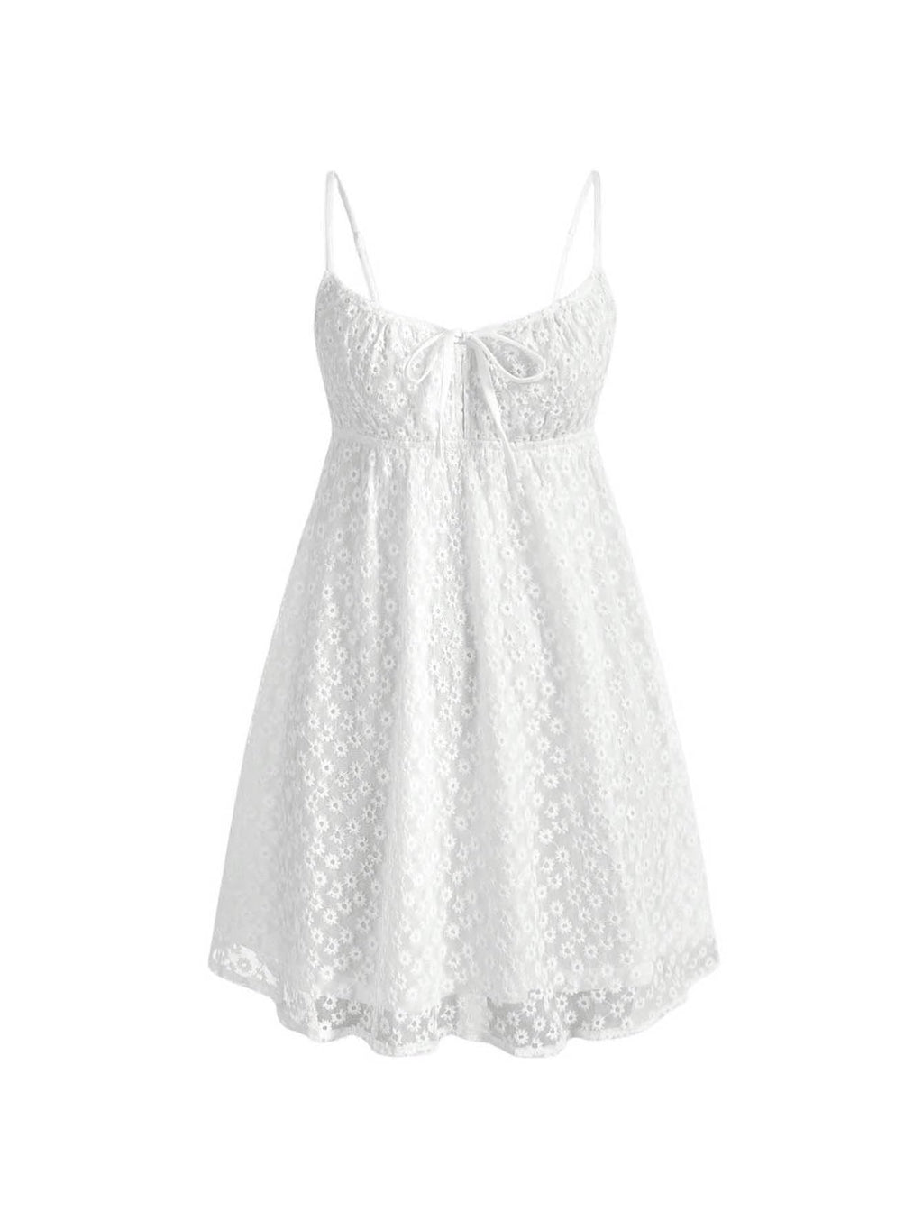 Women's Mesh Eyelet Embroidery Spaghetti Strap Cami Dress Backless Summer Mini Dresses Sundress