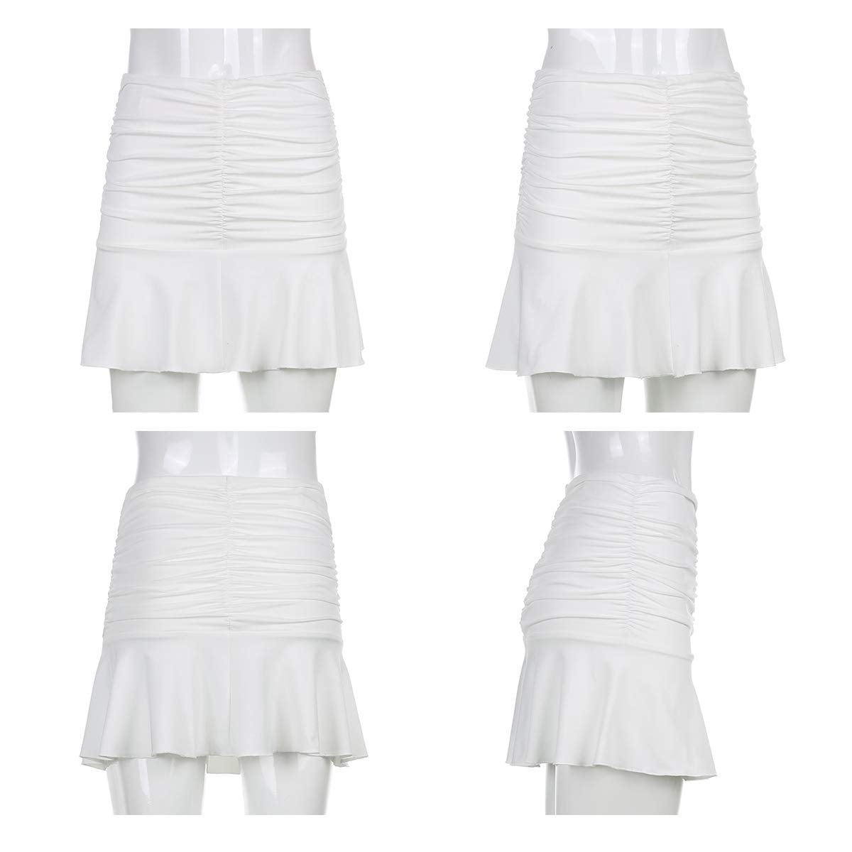 Women Ruched Ruffle Short Skirt High Waisted Stretch Pleated Tennis E-Girls 90s A-Line Mini Skirt