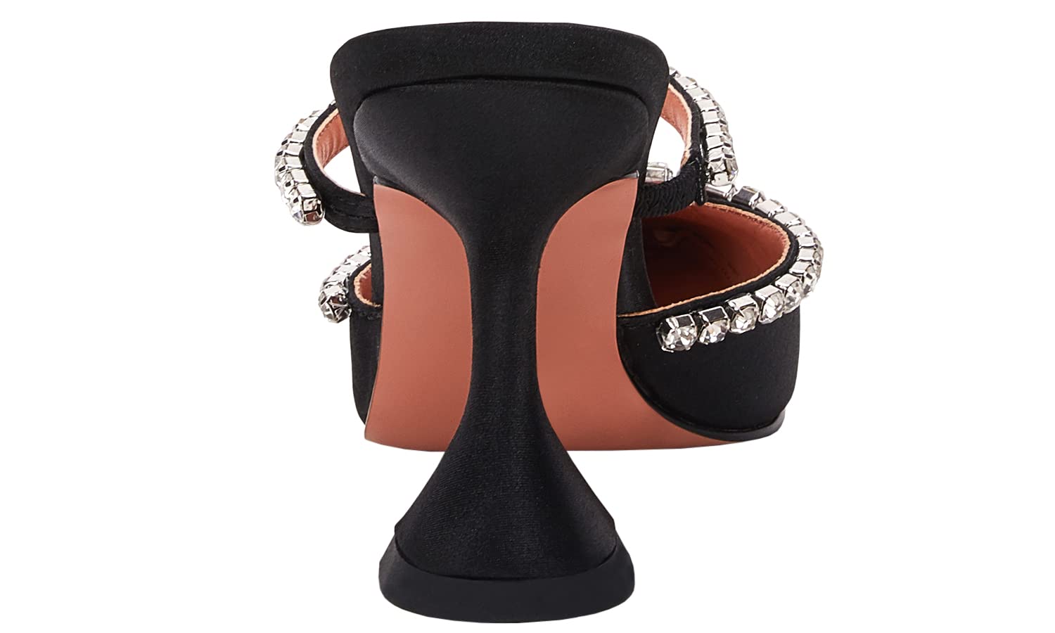 Women's Pointed Toe Strappy Heels Crystal Satin Heeled Mules Shoes