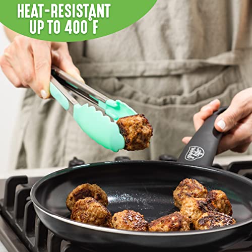 Cooking Tools and Utensils, 7 Piece Nylon Set including Spatulas Turner Spoons and Tongs, Dishwasher Safe