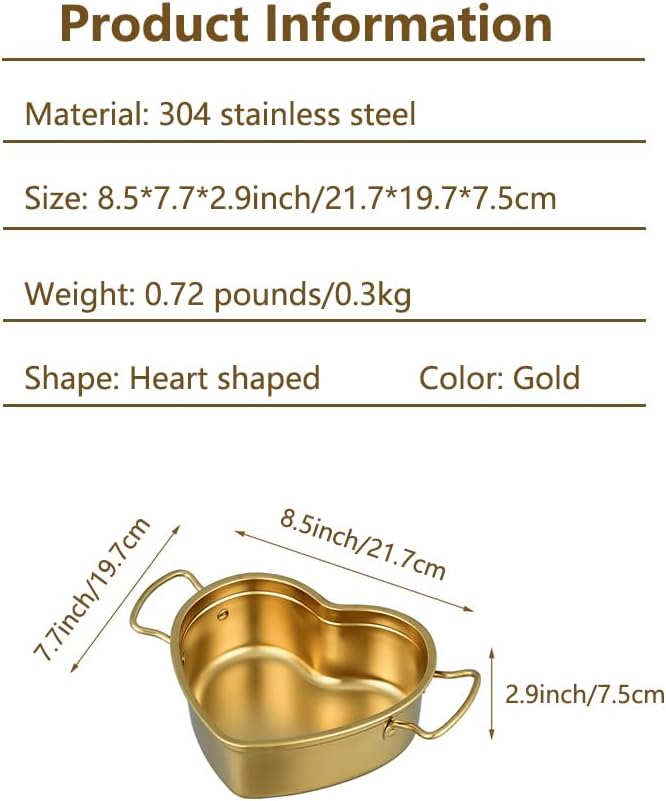 Heart Shaped Stainless Steel Cooking Pot, Fast Cooker with Double Handles, Multifunctional Kitchen Cookware