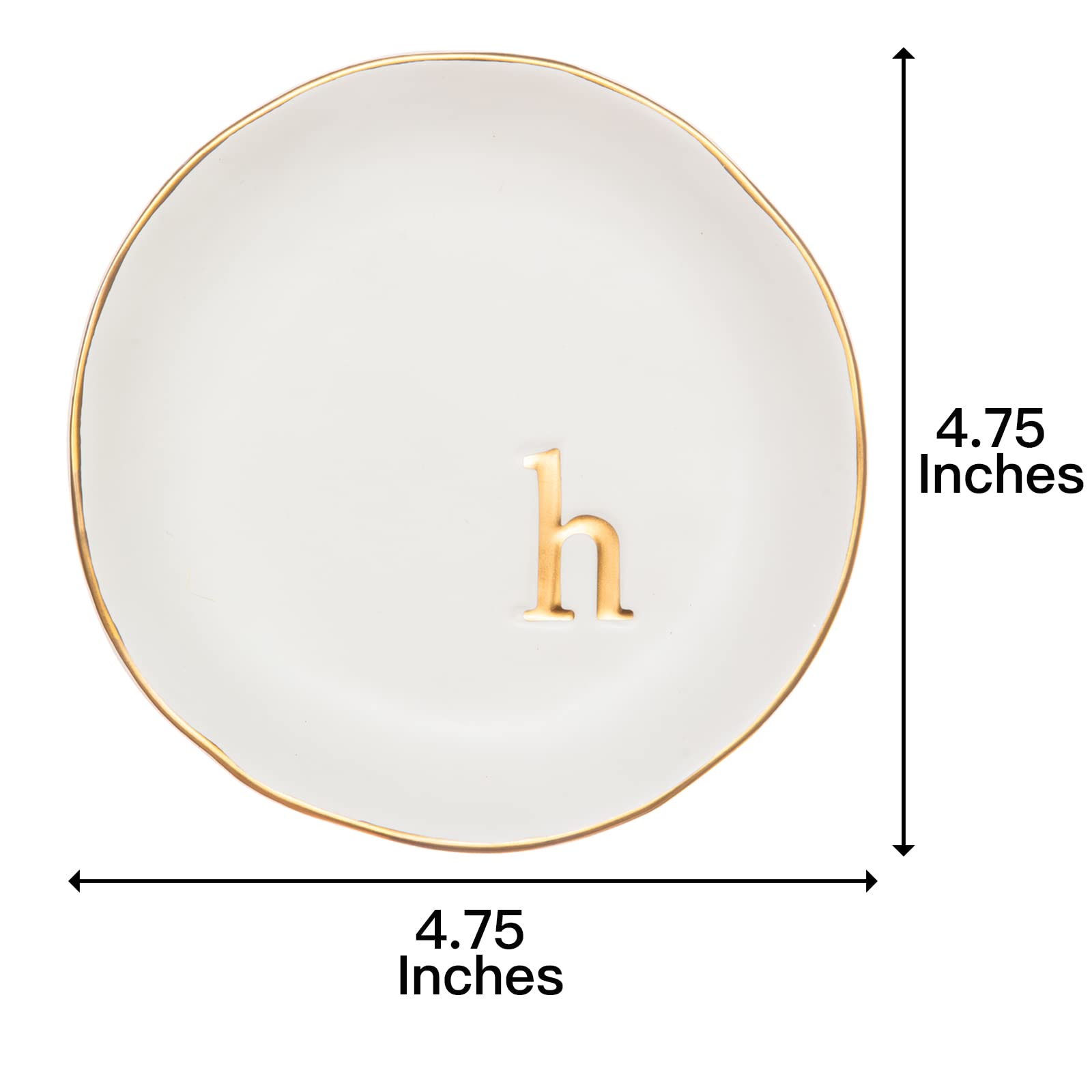 Ceramic  Initial Jewelry Tray, Decorative Trinket Dish 4.75"