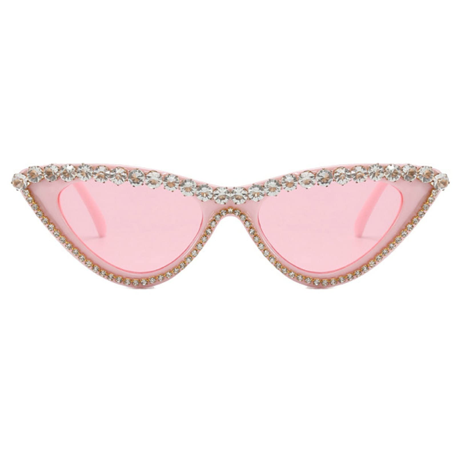 Coquette Bling Sunglasses Crystal Rhinestone Shades Retro Half Rim Women Cat Eyewear