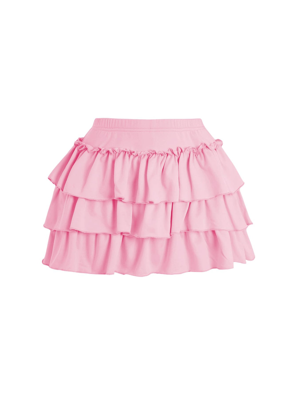 Women's Bow Back Mini Skirt Elastic Low Waist Layered Ruffle Hem Short Cake Skirts