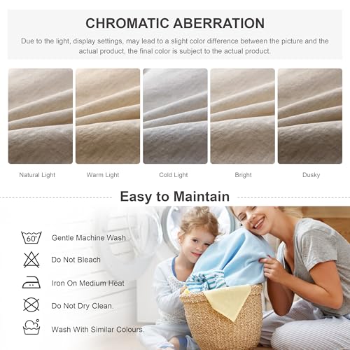 The 100% Linen Duvet Cover Set, 3 Pieces Belgian Flax Breathable Bedding,(1 Comforter Cover+2 Pillowshams) with Tie Closure Style