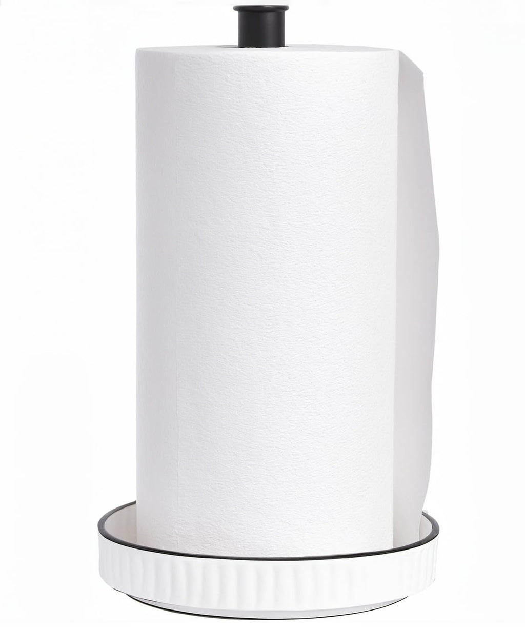Stable Elegant and Durable Kitchen Roll Stand Paper Towel Holder Countertop, Ceramic Base