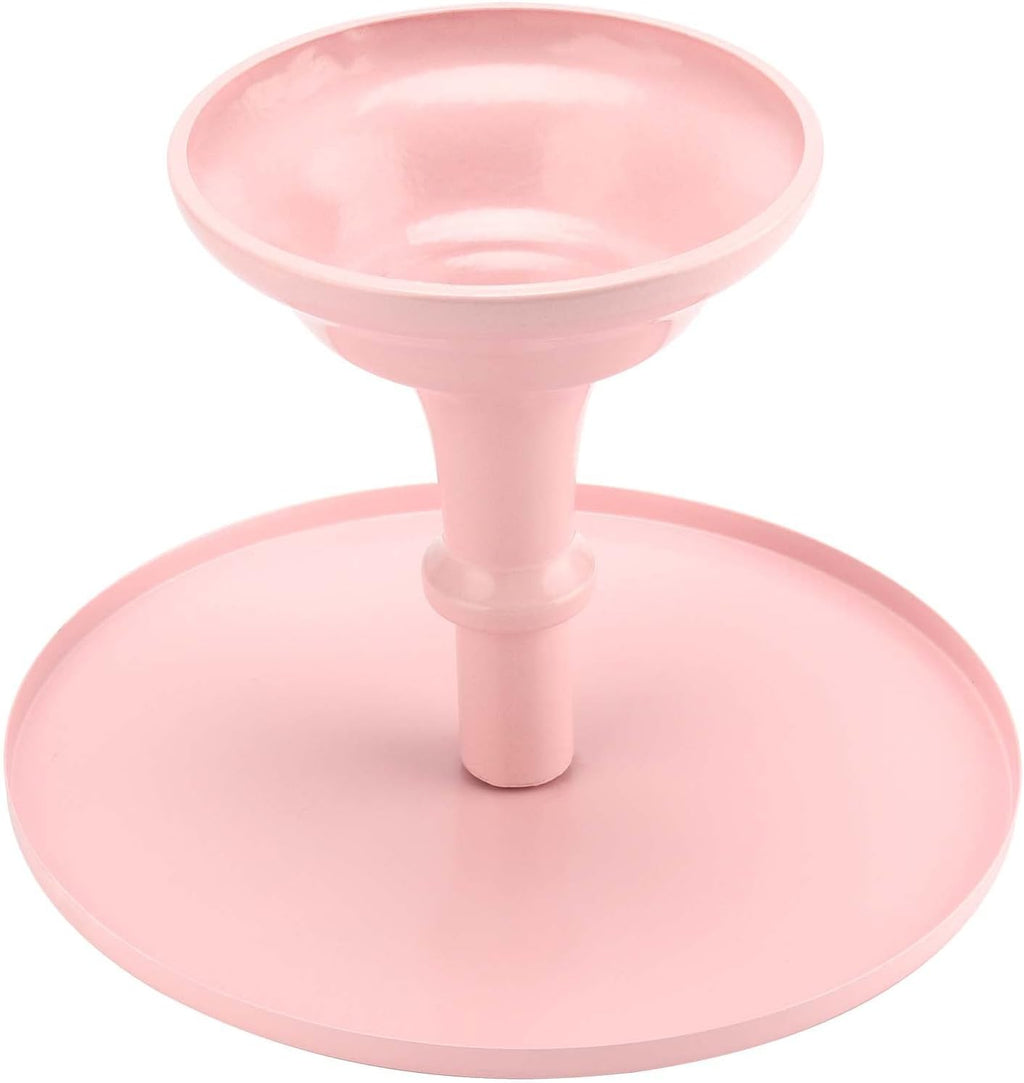 Pink Cake Stand, 10 Inch Adjustable Height Cake Stand Pink Round Metal Cupcake Stand 2 Pack