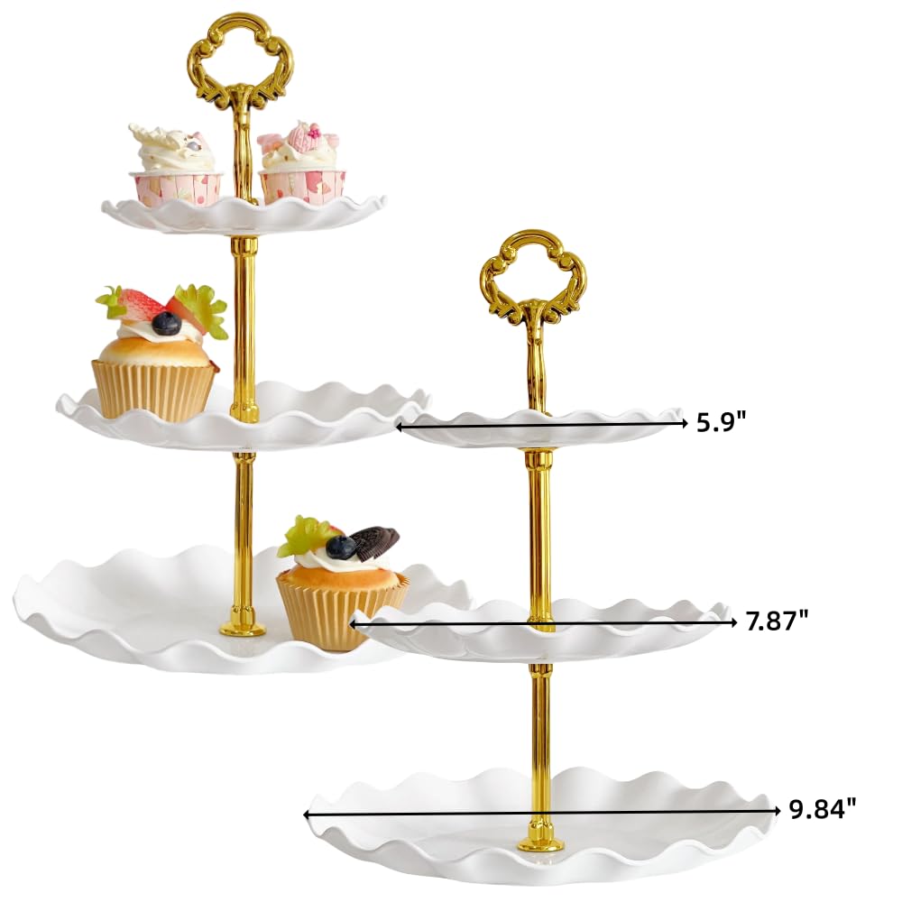 Pack 2 of 3 Tier Cupcake Stand, Small Pink Plastic Tiered Serving Stand, Dessert Tray